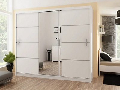 Arte Vista 250Cm Sliding Wardrobe In White MattClean Lines With Sleek Mirror from B&Q