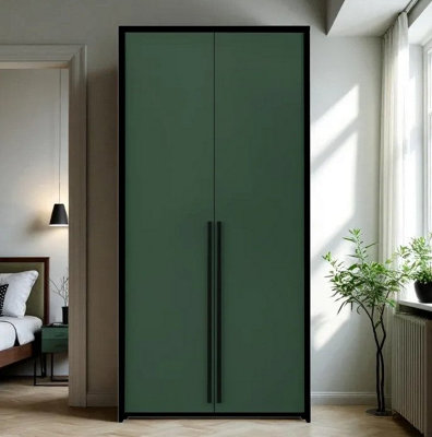 Arte Genua 2-Door Wardrobe In Green Matt With Black AccentsStatement StyleSmart Storage from B&Q
