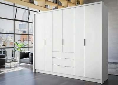 Arte Bangkok 255Cm Hinged Door Wardrobe In White MattModern Storage With Bi-Folding Access from B&Q