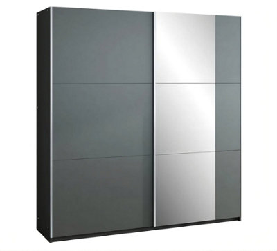 Arte Bastia 200Cm Sliding Door Wardrobe In Graphite MattSleek Design With Mirrored Elegance from B&Q