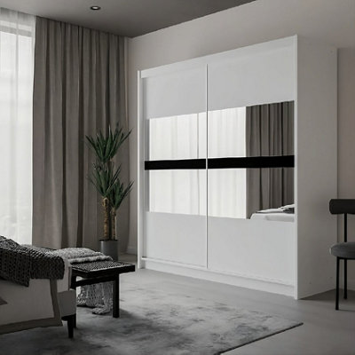 Arte Batumi 203Cm Sliding Door Wardrobe In White MatteBright And Functional With Mirrored Panels from B&Q