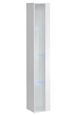 Arte Switch Ww1 White Gloss Tall Display Cabinet 30CmBright Minimalist Showcase With Blue Led Lighting from B&Q