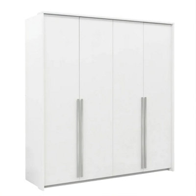 Arte Genua 4-Door WardrobeMatt White With Silver HandlesContemporary Bedroom Storage 210Cm from B&Q