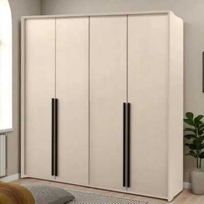 Arte Genua 4-Door WardrobeSand Beige With Black HandlesElegant Organiser 210Cm from B&Q