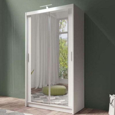 Arte Contemporary White Matt Sliding Door Wardrobe 120CmEfficient Storage & Elegant Style from B&Q