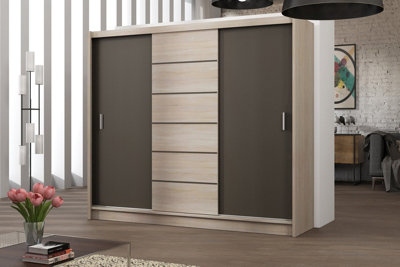 Arte Sewille 250Cm Sliding Door WardrobeDynamic Sonoma Oak Meets Bold Lava Contrast from B&Q