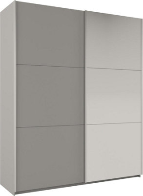Arte Rodos 200Cm Sliding Mirror Door WardrobeSophisticated Platinum Finish With Mirrored Flair from B&Q