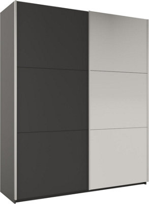 Arte Rodos 200Cm Sliding Mirror Door WardrobeBold Graphite Matt With Full-Length Mirror from B&Q