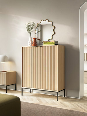 Arte Stylish Oak Vincenza Highboard Cabinet 104CmStorage With A Modern Flair from B&Q