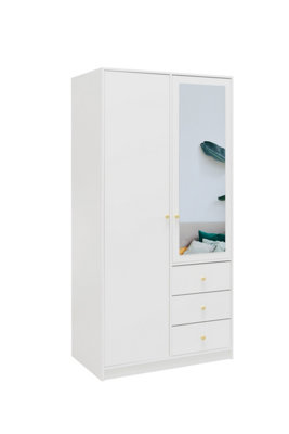 Arte Elegant White Matt Siena D2 Wardrobe 100CmStylish Storage & Mirror Brightness from B&Q