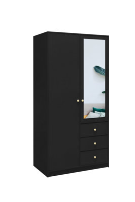 Arte Chic Black Matt Siena D2 Wardrobe 100CmSleek Design With Functional Mirror from B&Q