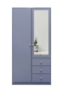 Arte Refreshing Light Blue Siena Ii D2 Wardrobe 100CmBright Storage With Mirror Accent from B&Q