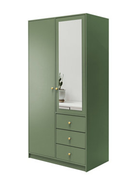 Arte Elegant Bottle Green Siena Ii D2 Wardrobe 100CmStylish Storage With Mirror Highlight from B&Q