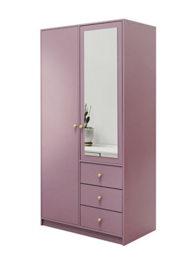 Arte Chic Plum Siena Ii D2 Wardrobe 100CmFunctional Storage With Mirror Elegance from B&Q