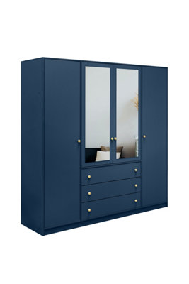 Arte Bold Dark Blue Siena Ii D4 Wardrobe 196CmMirrored Elegance & Ultimate Storage from B&Q