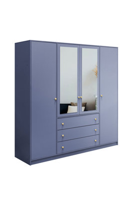 Arte Fresh Light Blue Siena Ii D4 Wardrobe 196CmSpacious Storage & Mirrored Accents from B&Q
