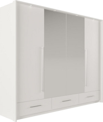 Arte Toledo 255Cm White Matt Mirrored Wardrobe With Bi-Folding DoorsSleekLight-Enhancing Design from B&Q