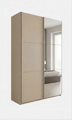 Arte Sand Beige Sliding Mirrored Wardrobe 120CmModern CalmSmart Storage from B&Q