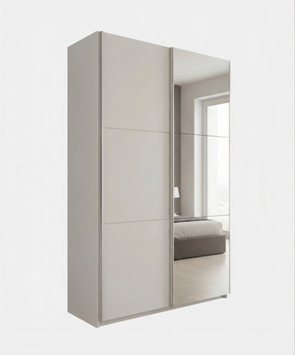 Arte Platinum Sliding Mirror Wardrobe 120CmChic StoragePolished Finish from B&Q
