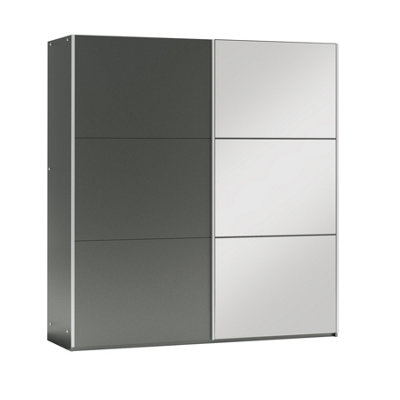 Arte Graphite Matt Sliding Mirrored Wardrobe 200CmBoldModern And Practical from B&Q