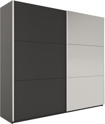 Arte Black Matt Sliding Wardrobe 225Cm With MirrorSleek LookStreamlined Storage from B&Q