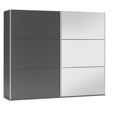Arte Graphite Matt Sliding Wardrobe 250Cm With MirrorModern Edge And Practicality from B&Q