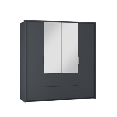 Arte Graphite Bi-Folding Door Wardrobe 208Cm With MirrorSleek StorageEffortless Access from B&Q