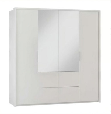 Arte White Matt Bi-Folding Wardrobe 208Cm With MirrorBrightStreamlined Organisation from B&Q