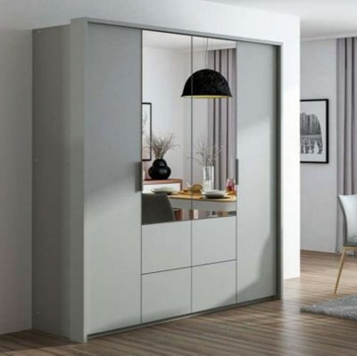 Arte Platinum Bi-Folding Wardrobe 208Cm With MirrorRefined FinishHigh-Capacity Storage from B&Q