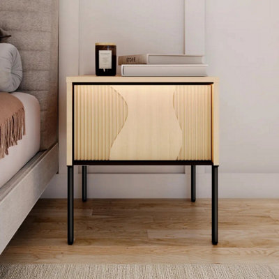 Arte Flow 7 Cabinet 46CmOak Vincenza & Black Compact Side Cabinet With Led Lighting from B&Q