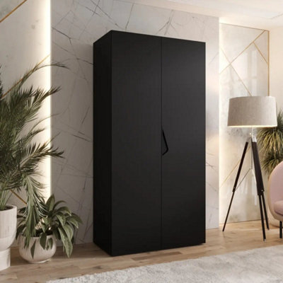Arte Sandi I Hinged Door Wardrobe 100CmBlack Contemporary Wardrobe With Hanging Rail And Shelf from B&Q