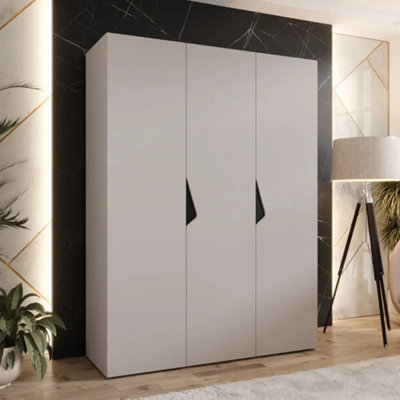 Arte Sandi I Hinged Door Wardrobe 150CmCashmere Modern Triple Door Wardrobe With Hanging Rails And Shelves from B&Q