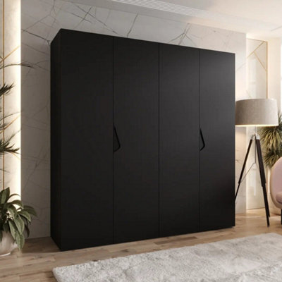 Arte Sandi I Hinged Door Wardrobe 200CmBlack Four-Door Wardrobe With Hanging Space And Shelving from B&Q