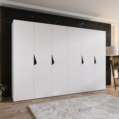 Arte Sandi I Hinged Door Wardrobe 300CmWhite Six-Door Wardrobe With Hanging Rails And Shelves from B&Q