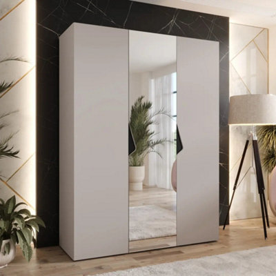 Arte Sandi Ii Hinged Door Wardrobe 150CmCashmere Mirrored Wardrobe With Triple DoorsRailsAnd Shelves from B&Q