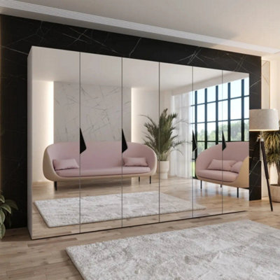 Arte Sandi Iii Hinged Door Wardrobe 250CmCashmere Mirrored Wardrobe With Five DoorsShelvesAnd Rails from B&Q