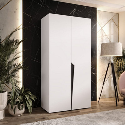 Arte Piano I Hinged Door Wardrobe 100CmWhite Two-Door Wardrobe With Hanging Rail And Shelf from B&Q