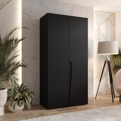 Arte Piano I Hinged Door Wardrobe 100CmBlack Contemporary Wardrobe With Rail And Shelf from B&Q