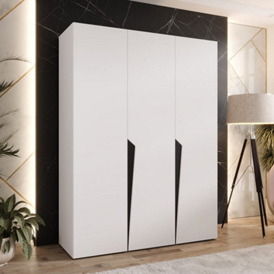 Arte Piano I Hinged Door Wardrobe 150CmWhite Three-Door Wardrobe With Hanging Rails And Shelves from B&Q