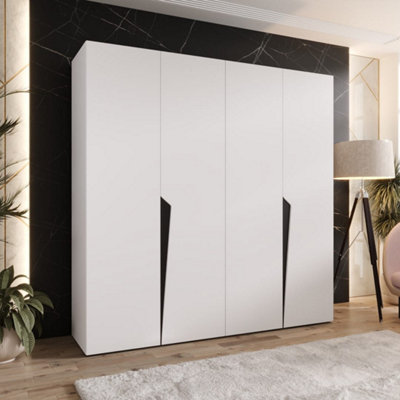 Arte Piano I Hinged Door Wardrobe 200CmWhite Four-Door Wardrobe With Shelves And Hanging Rails from B&Q