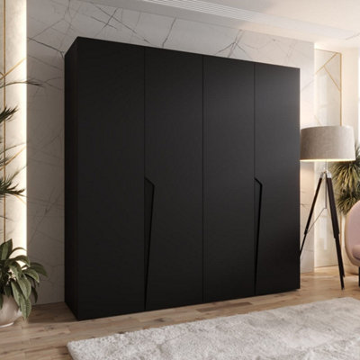 Arte Piano I Hinged Door Wardrobe 200CmBlack Contemporary Wardrobe With Dual Rails And Shelves from B&Q