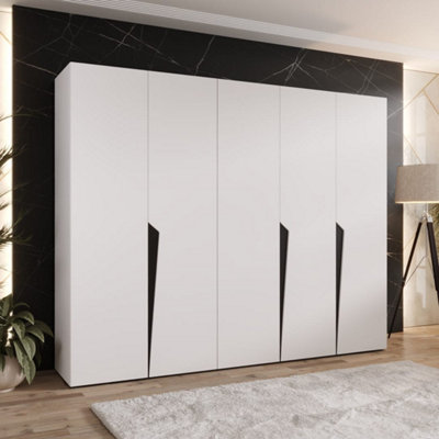 Arte Piano I Hinged Door Wardrobe 250CmWhite Five-Door Wardrobe With Shelves And Hanging Rails from B&Q