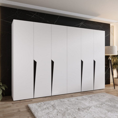 Arte Piano I Hinged Door Wardrobe 300CmWhite Six-Door Wardrobe With Rails And Shelves from B&Q