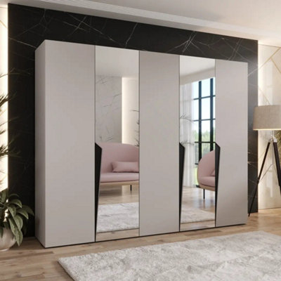 Arte Piano Ii Hinged Door Wardrobe 250CmCashmere Five-Door Mirrored Wardrobe With Rails And Shelves from B&Q