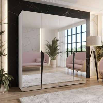 Arte White Piano Iii Hinged Wardrobe 200CmBright Mirrored Elegance For Organised Living from B&Q