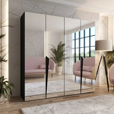 Arte Black Piano Iii Hinged Wardrobe 200CmBold Mirrored Storage Built For Everyday Life from B&Q