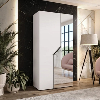 Arte White Blomvik Ii Hinged Wardrobe 100 CmBright Compact Storage With Mirrored Ease from B&Q