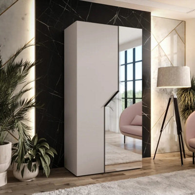 Arte Cashmere Blomvik Ii Hinged Wardrobe 100 CmSoft-Tone Simplicity With Mirrored Balance from B&Q