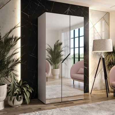 Arte Cashmere Blomvik Iii Hinged Wardrobe 100 CmSoft-Tone Mirrored Design For Serene Small Spaces from B&Q