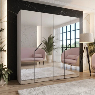 Arte Cashmere Blomvik Iii Hinged Wardrobe 200 CmSoft-Tone Mirrored Wardrobe For Serene Organisation from B&Q